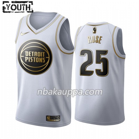 Detroit Pistons Derrick Rose 25 Nike 2019-2020 Valkoinen Golden Edition Pelipaidat Swingman - Lasten